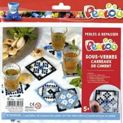 GRAINE CRÉATIVE - Coffret perles à repasser sous-verres carreaux de ciment - perlou