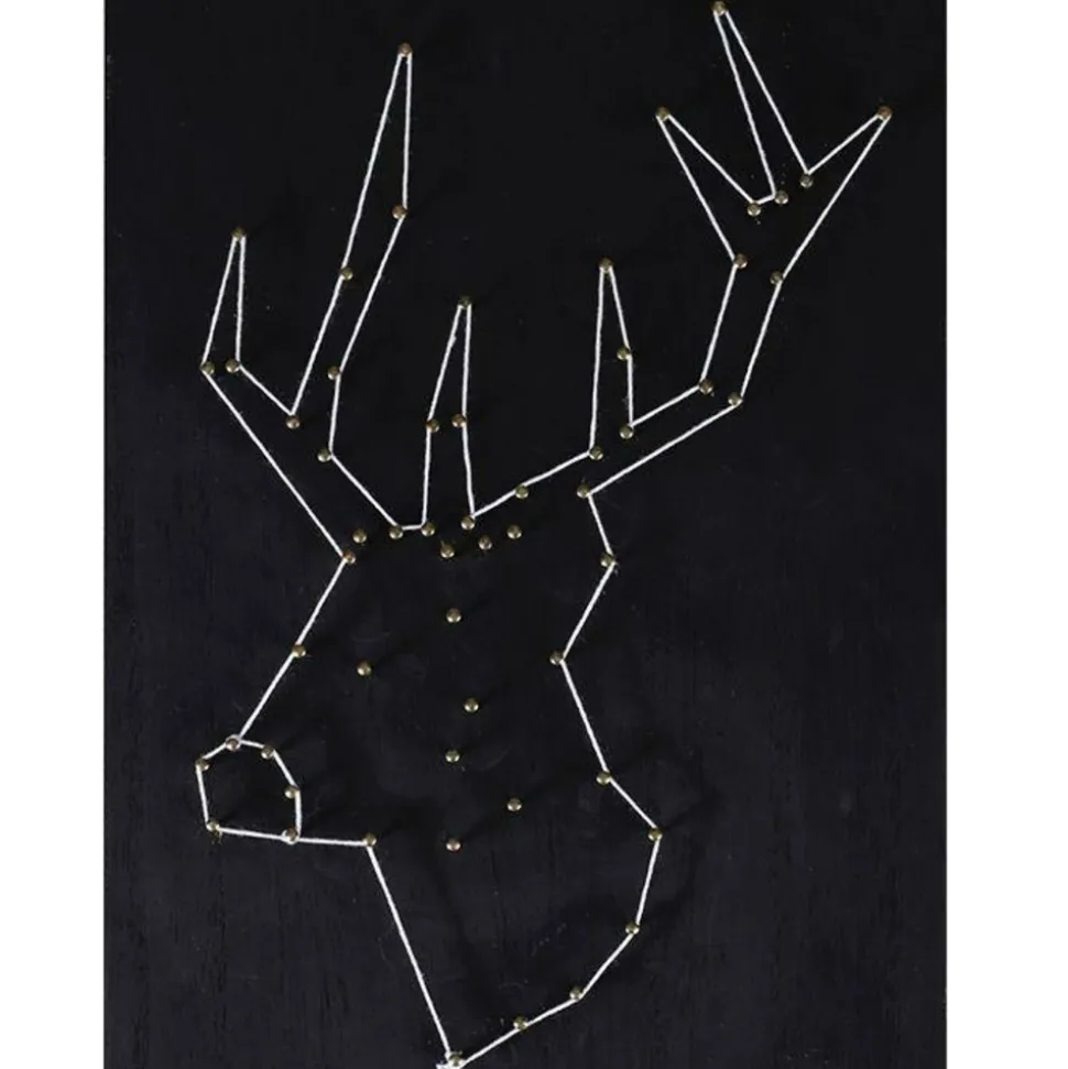 GRAINE CRÉATIVE - Coffret string art - tableau noir cerf art filaire 30 x 22 cm