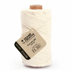 GRAINE CRÉATIVE - Coton cablé recyclé ecru 100 m x 2 mm
