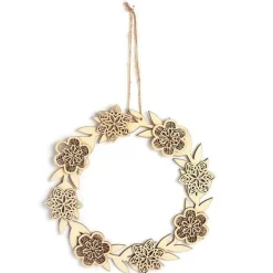 GRAINE CRÉATIVE - Décor à suspendre en bois 22 x 22 cm - couronne de fleurs