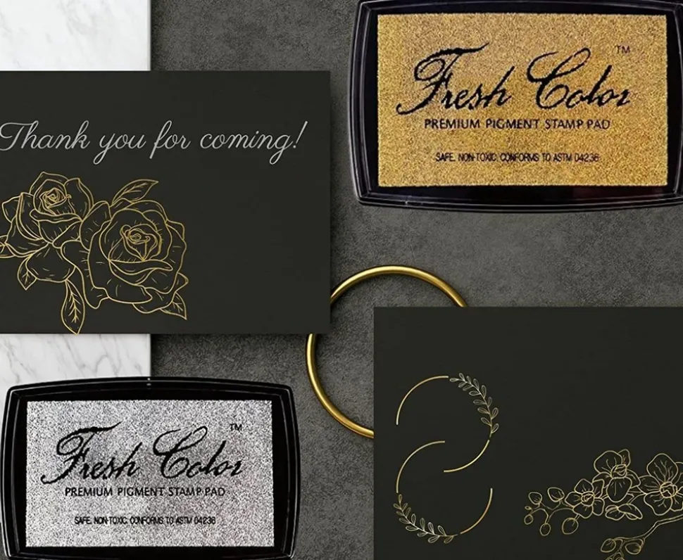 GRAINE CRÉATIVE - Encre avec tampon - couleur dorée