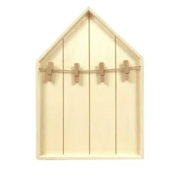 GRAINE CRÉATIVE - Etagère maison en bois avec pinces à linge 19 x 28 cm