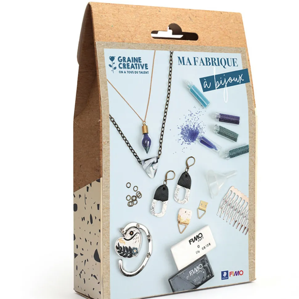 GRAINE CRÉATIVE - Kit création de bijoux - accessoires et pâtes polymères