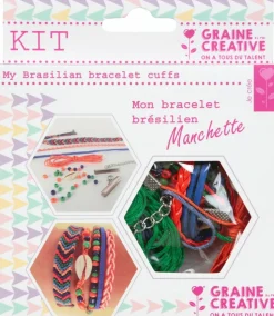 GRAINE CRÉATIVE - Kit diy bijoux - réaliser une manchette brésilienne de 5 bracelets