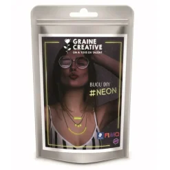 GRAINE CRÉATIVE - Kit pâte polymère fluo - faire son collier multi-ranges jaune fluo
