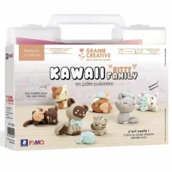 GRAINE CRÉATIVE - Malette de modelage pâte polymère - chatons kawaii