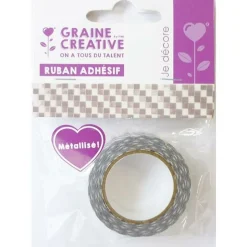GRAINE CRÉATIVE - Masking tape 1,5 cm x 10 m - damier - doré