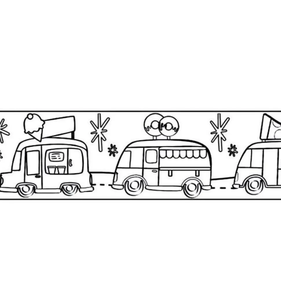 GRAINE CRÉATIVE - Masking tape large à colorier - camionnettes 4,6 cm x 5 m