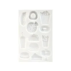 GRAINE CRÉATIVE - Moule en silicone pour pâte polymère - junk food - 20 x 13 cm