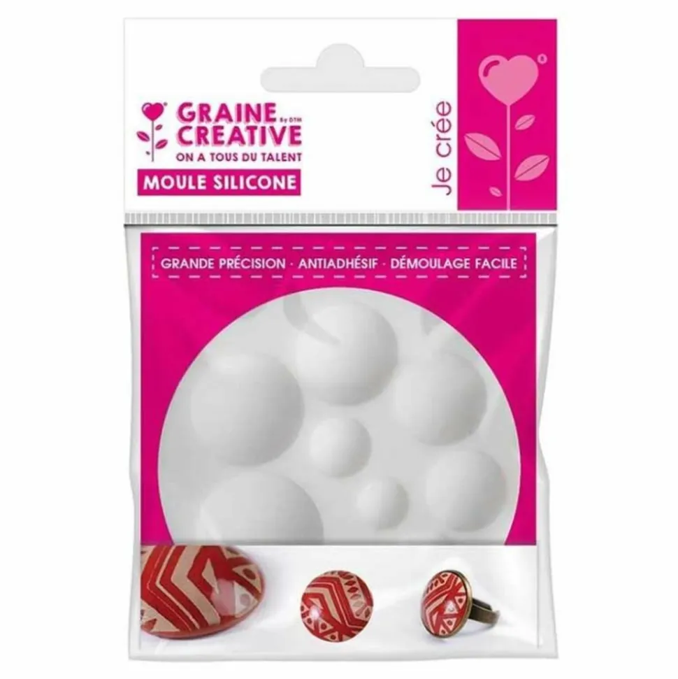 GRAINE CRÉATIVE - Moule en silicone pour pâte polymère - cabochons ronds