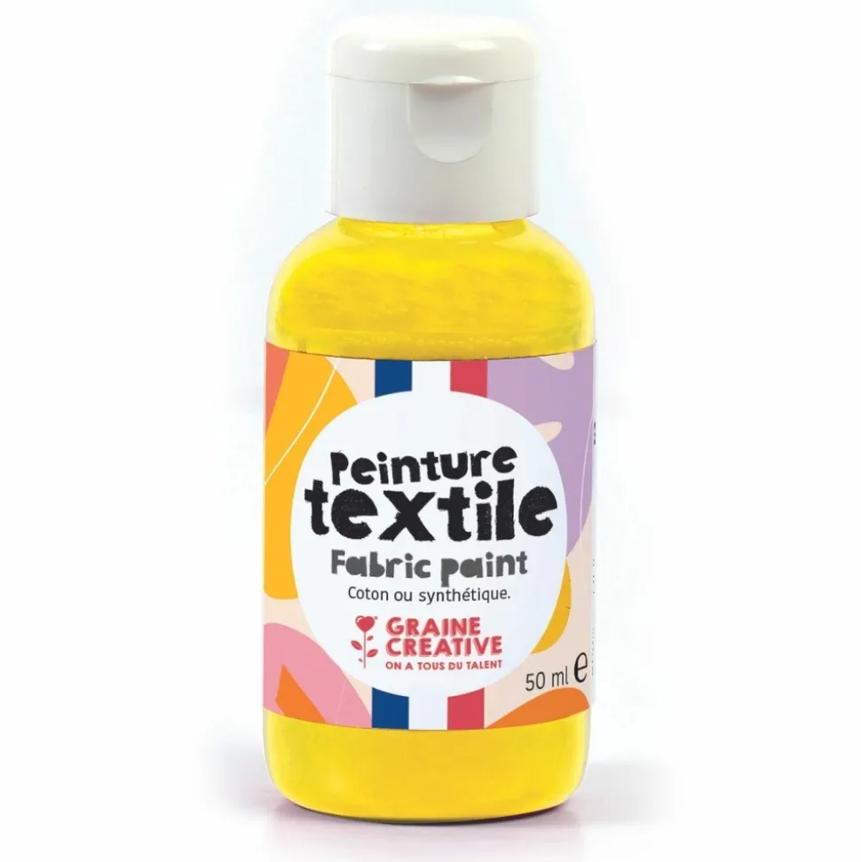 GRAINE CRÉATIVE - Peinture pour textile 50 ml - jaune
