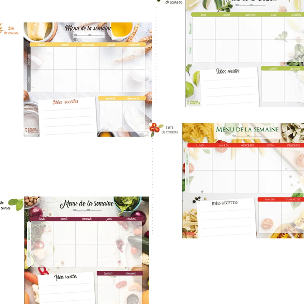 GRAINE CRÉATIVE - Planning magnétique mes menus et ma liste de course