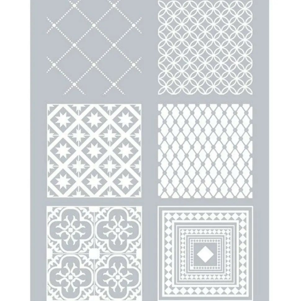 GRAINE CRÉATIVE - Pochoir pâte polymère carreaux de ciment 11,4 x 15,3 cm