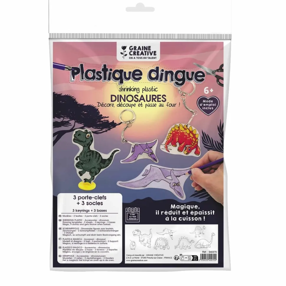 GRAINE CRÉATIVE - Porte-clés dinosaures diy en plastique dingue