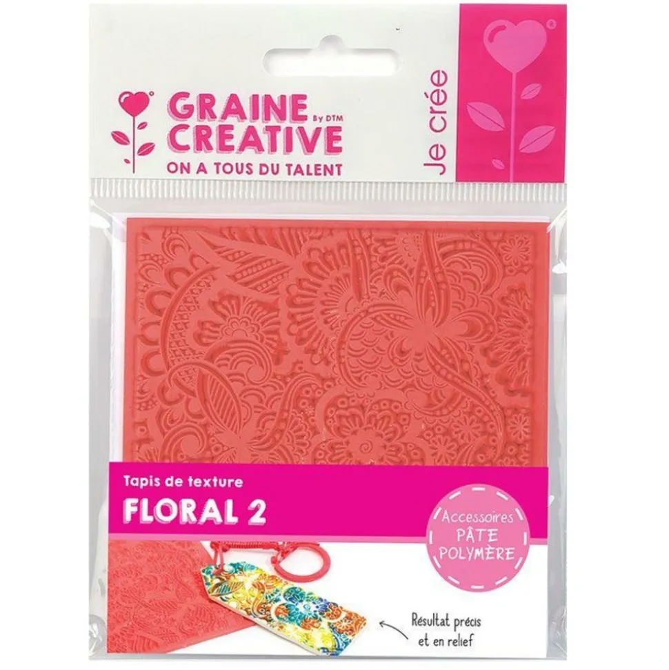 GRAINE CRÉATIVE - Tapis de texture pour pâte polymère - floral 2