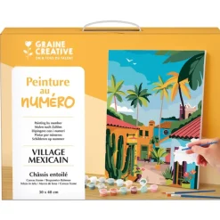 GRAINE CREATIVE - Peinture au numero 30x40 cm - village mexicain