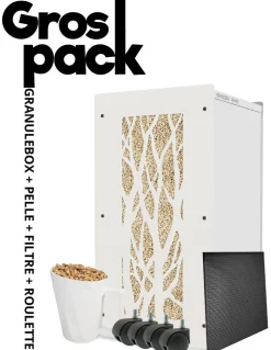GRANULEBOX - Rangement à pellets avec accessoires arbre blanc 55kg