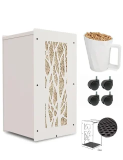 GRANULEBOX - Rangement à pellets avec accessoires arbre blanc 55kg