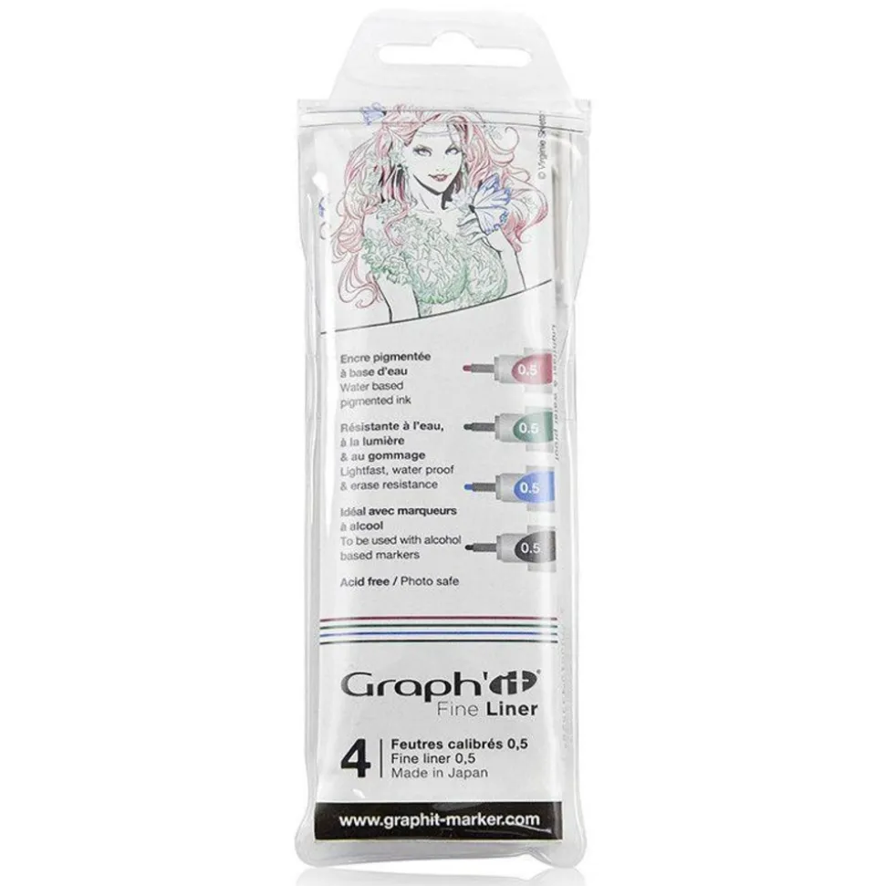 GRAPH'IT - Set 4 fine liners couleurs graph'it - pointe 0,5 mm