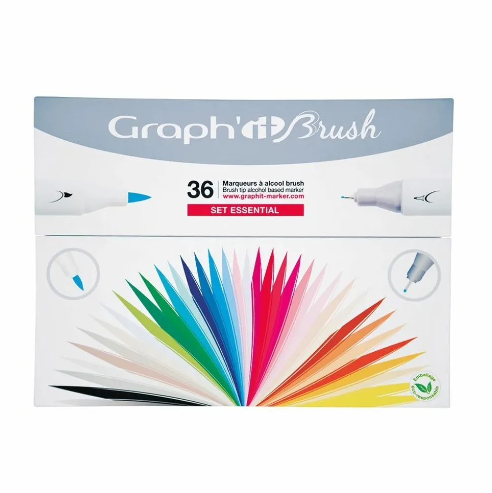 GRAPH'IT - Set 36 marqueurs graph'it brush & extra fine - essentiels