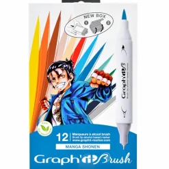 GRAPH'IT - Set 12 marqueurs graph'it brush & extra fine - manga shonen