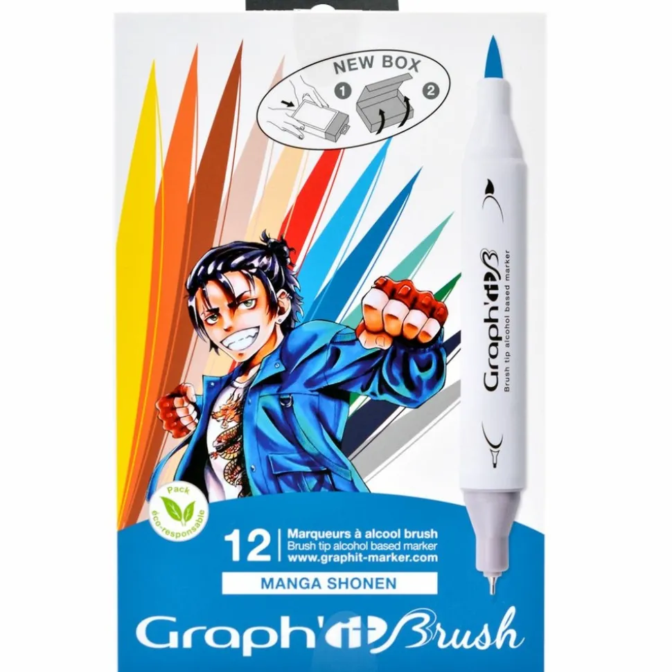 GRAPH'IT - Set 12 marqueurs graph'it brush & extra fine - manga shonen