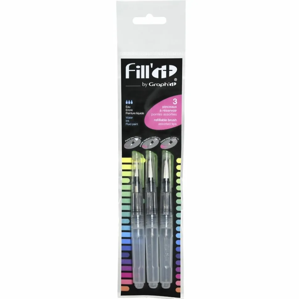 GRAPH'IT - Set de 3 pinceaux réservoir à pointe assorties fill'it - 5 ml