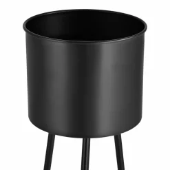 HELLOSHOP26 - Lot de 2 supports de plantes set pots de fleur lot cache-pot ensemble bacs à fleurs vases métal tailles différentes noir 03_0