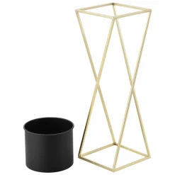 HELLOSHOP26 - Lot de 2 supports de plantes ensemble pot de fleur set cache-pot ensemble bac à fleurs vase métal tailles différentes doré no