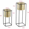 HELLOSHOP26 - Lot de 2 supports de plante set cache-pot pot de fleur bac à fleurs vase métal tailles différentes noir doré