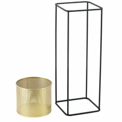 HELLOSHOP26 - Lot de 2 supports de plante set cache-pot pot de fleur bac à fleurs vase métal tailles différentes noir doré