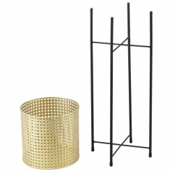 HELLOSHOP26 - Set de 2 supports de plante ensemble cache-pot pot de fleur bac à fleurs vase métal tailles différentes noir doré