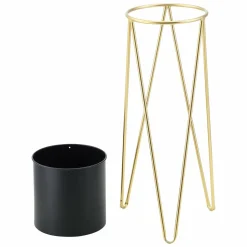 HELLOSHOP26 - Set de 2 supports de plante cache-pot pot de fleur bac à fleurs vase pieds épingles à cheveux métal tailles différentes noir