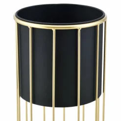 HELLOSHOP26 - Set de 2 supports de plante ensemble cache-pot pot de fleur bac à fleurs vase métal tailles différentes doré noir