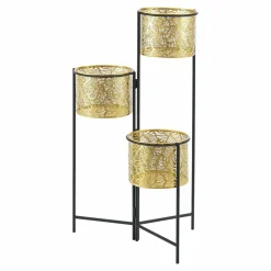 HELLOSHOP26 - Support de plante (à 3 cache-pots) verrebroek métal laiton noir