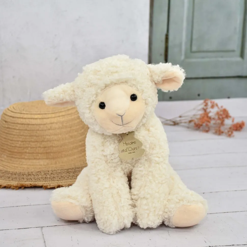 HISTOIRE D'OURS - Peluche agneau beige 30 cm