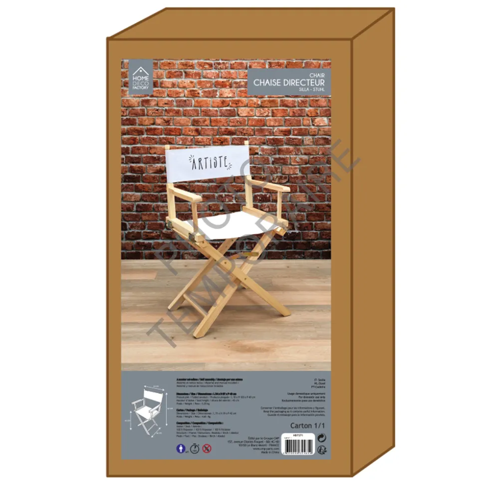 HOME DECO FACTORY - Chaise de directeur artistique en bois et tissu