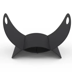 IDMARKET - Panier range bûches demi lune 40 x 30 x 25 cm en acier noir