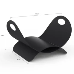 IDMARKET - Panier range bûches demi lune 40 x 30 x 25 cm en acier noir