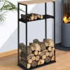 IDMARKET - Range bûches vertical large avec étagères 33 x 66 x 112 cm pour cheminée