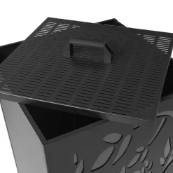 IDMARKET - Réservoir à granulés 55 kg noir rangement à pellets 36 x 36 x 87 cm - motif floral