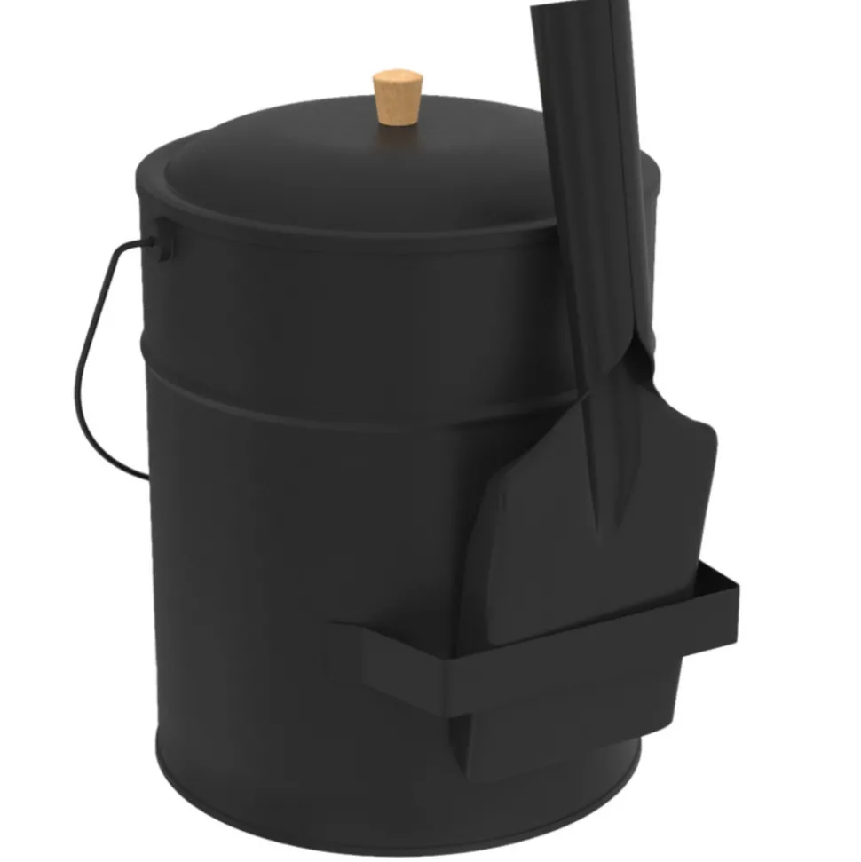 IDMARKET - Seau à cendres 15 l avec pelle et couvercle