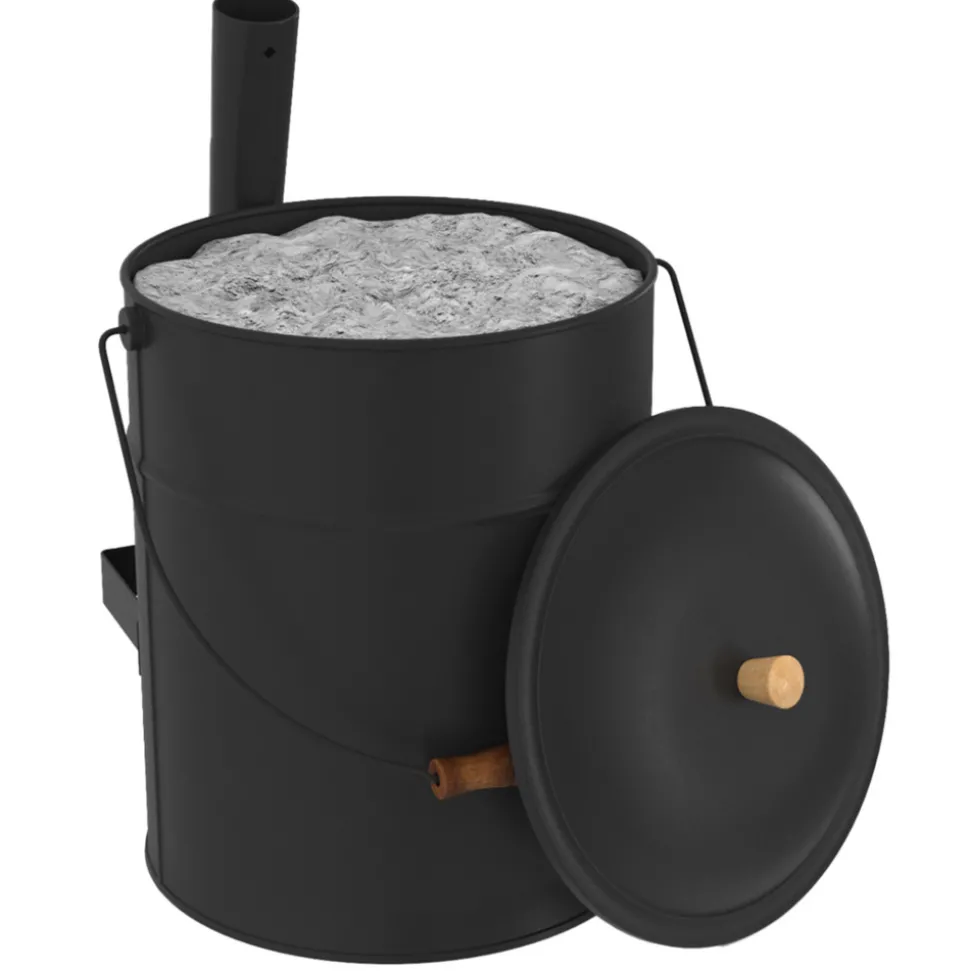 IDMARKET - Seau à cendres 15 l avec pelle et couvercle