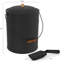 IDMARKET - Seau à cendres 15 l avec pelle et couvercle