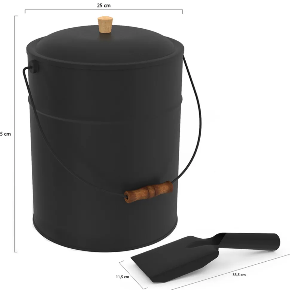 IDMARKET - Seau à cendres 15 l avec pelle et couvercle