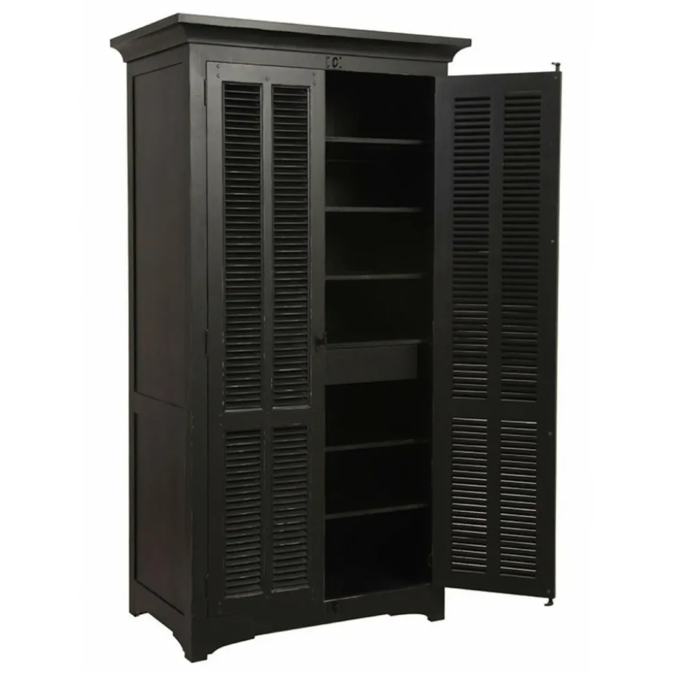 INTERIOR'S - Armoire 2 portes penderie bois noir - vénitiennes interior's
