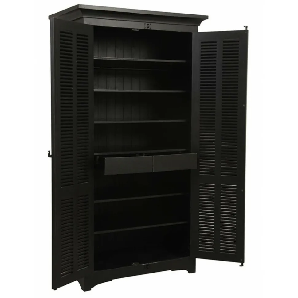 INTERIOR'S - Armoire 2 portes penderie bois noir - vénitiennes interior's