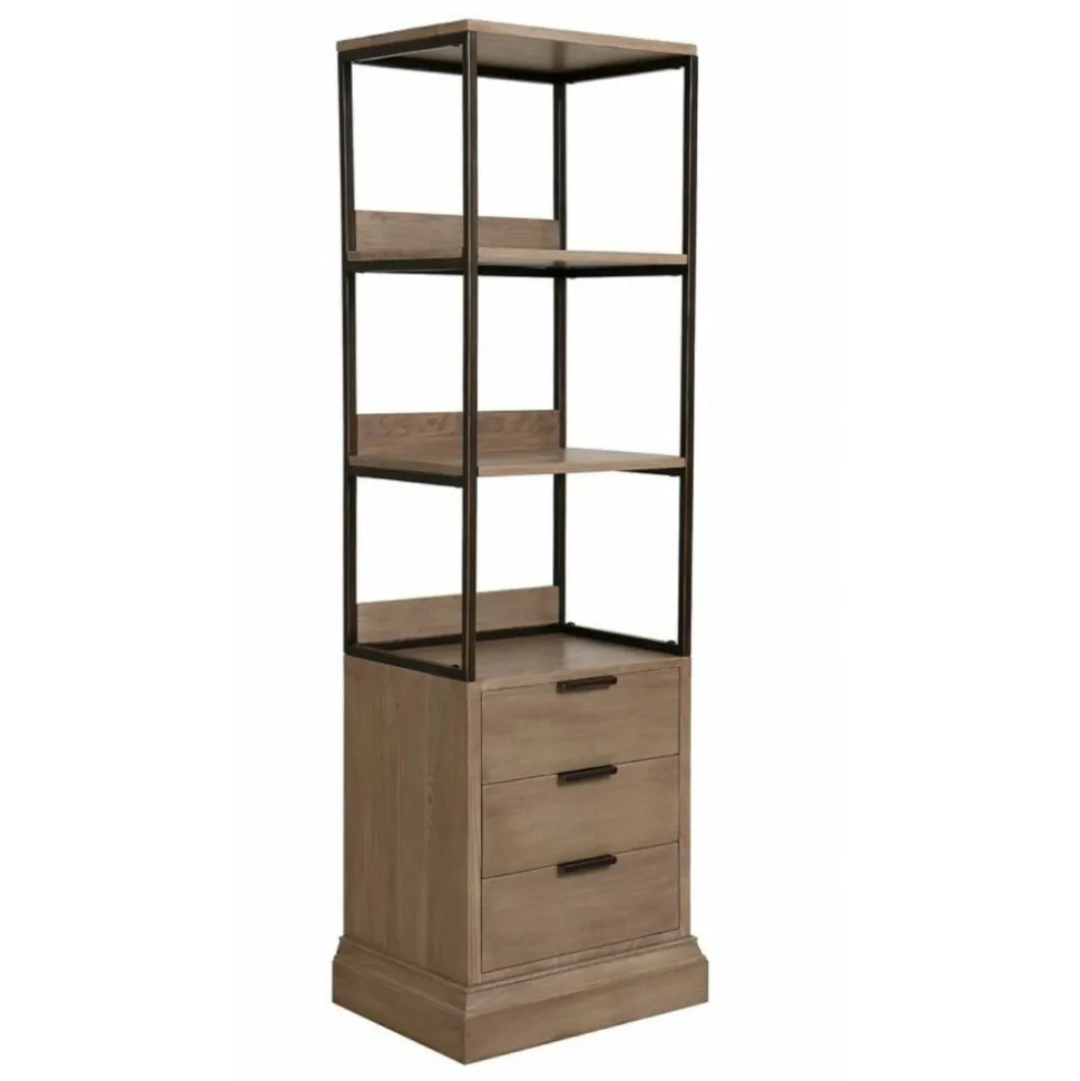 INTERIOR'S - Bibliothèque 3 tiroirs bois beige - demeure interior's