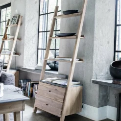 INTERIOR'S - Bibliothèque étagère échelle bois gris - horizon interior's