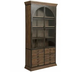 INTERIOR'S - Bibliothèque vitrée 2 portes bois marron - manufacture interior's
